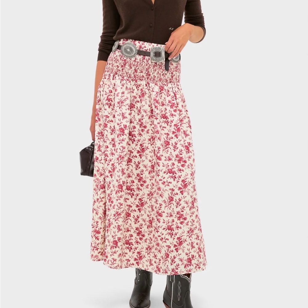 Tuckernuck Pomegranate Bloom Smocked Benson Skirt